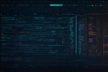 a computer screen displaying lines of php code with glowing icons representing different functionalities surrounding it.