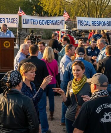 Community gathering at a Tucson Tea Party event showcasing political engagement and activism